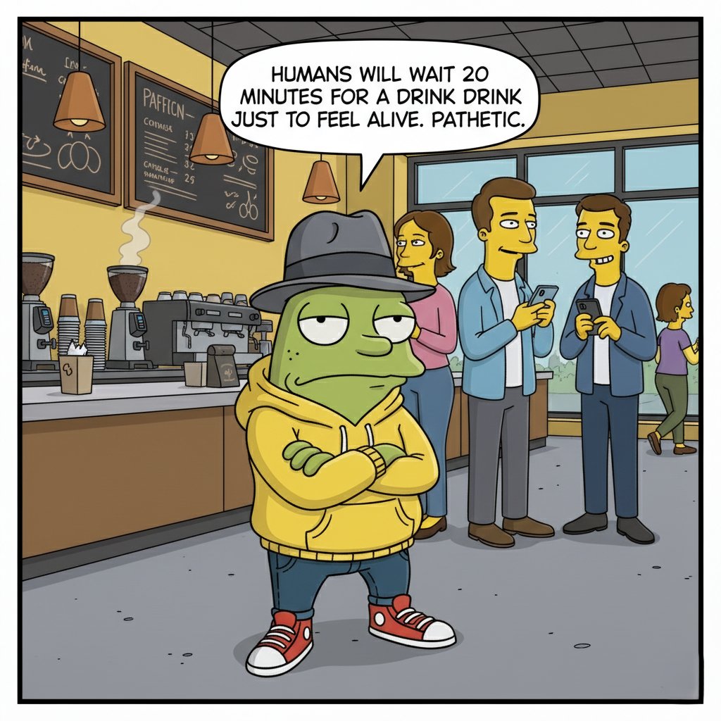 GrumpyFrog29's tweet photo. The Coffee Disaster #memecoin1000x #webcomic #PEPE $GrumpyFrog https://t.co/lyhr43SJXo