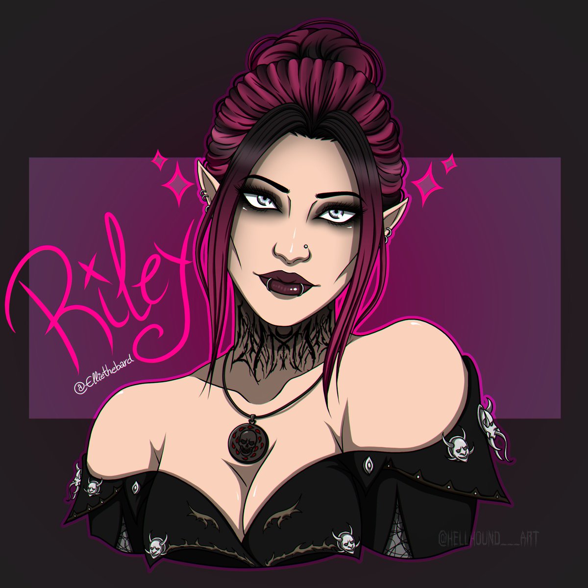 I finally sat down to draw and somehow managed to finish this comm for <a href="/elliethebard/">ellie ♪</a> in one go~🫣

Absolutely ADORED drawing Riley, god I love her 😩🖤🩷