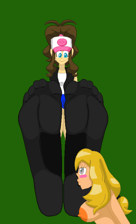 "Seems you really love feet, even if they reek. Kneel to them, rub, smell and lick our big soles. We'll rub your crotch good too~" Rosa teases while Serena's at hers and Hilda's big feet #bigfeet #longtoes #bigsoles #barefoot #footpov #domination #humiliation #footworship