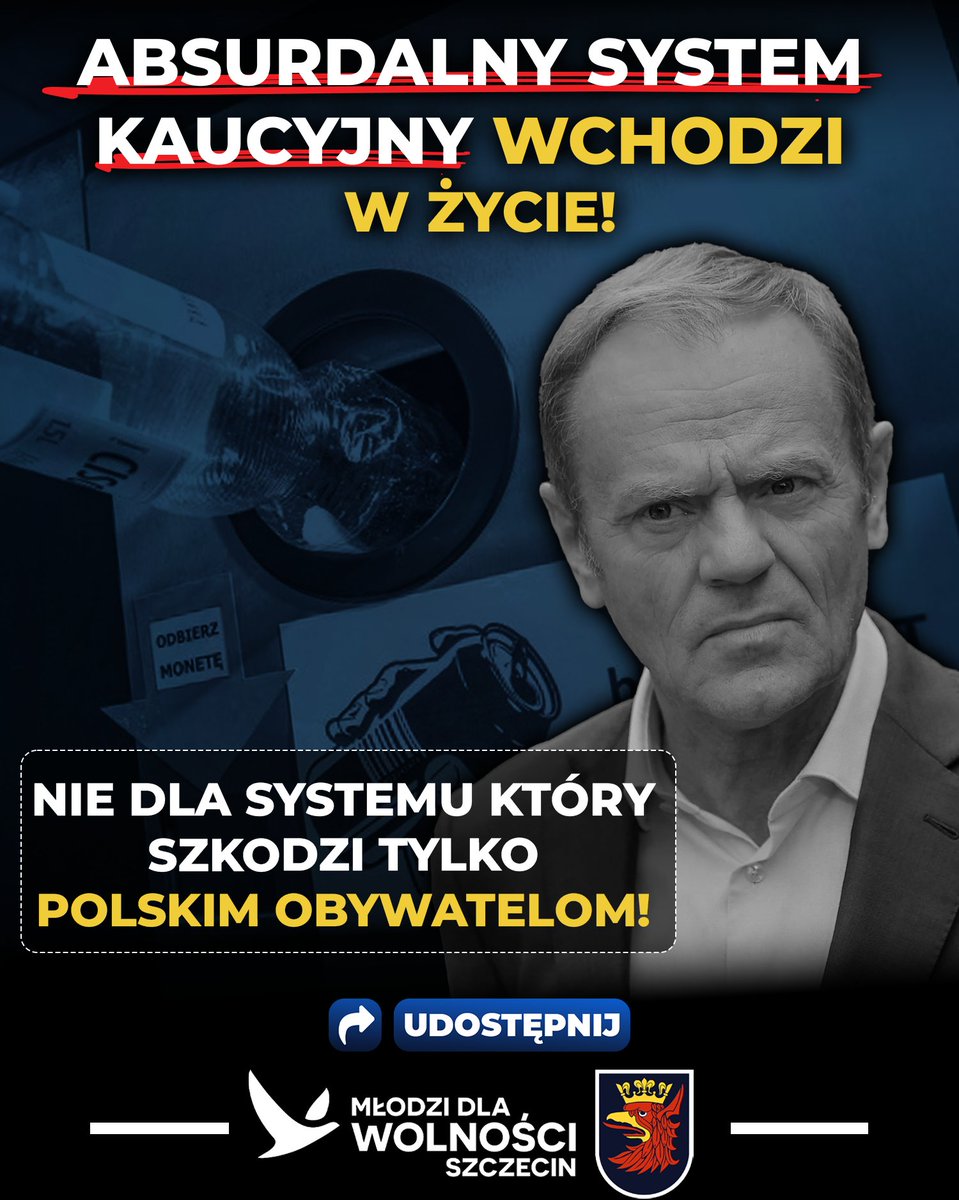 ♻️ System kaucyjny wchodzi w życie!
Pod przykrywką „ekologii” dostajemy:

💸 wyższe ceny produktów
📉 więcej biurokracji
💥 kolejne absurdy
🌫️ większą emisję CO₂
Ten system szkodzi polskim obywatelom zamiast pomagać środowisku.

❌ Nie dla absurdalnego systemu kaucyjnego!