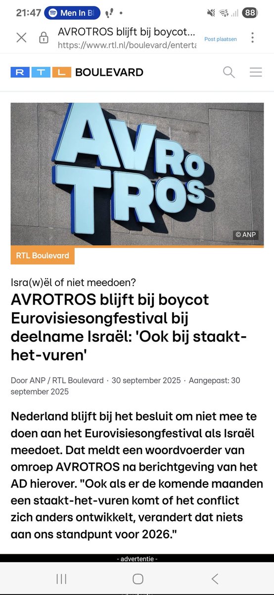 OvernameExpert's tweet image. Lidmaatschap opgezegd ✊️

#songfestival #avrotros 
#Israel #Gaza