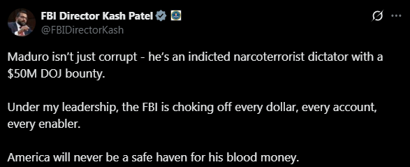 🇺🇸 El FBI destapó una red de lavado de dinero vinculada a los hijos de Nicolás Maduro, tras una investigación iniciada en 2019.

El Buró Federal de Investigaciones (FBI) imputó a Arick Komarczyk e Irazmar Carbajal, acusados de mover fondos sancionados del régimen hacia EE.UU.

El