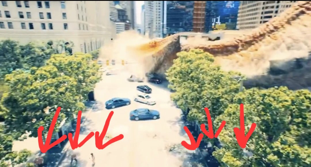 There's at least 6 people that get crushed by its tail swooping round while Superman saves the squirrel. You can see them running.