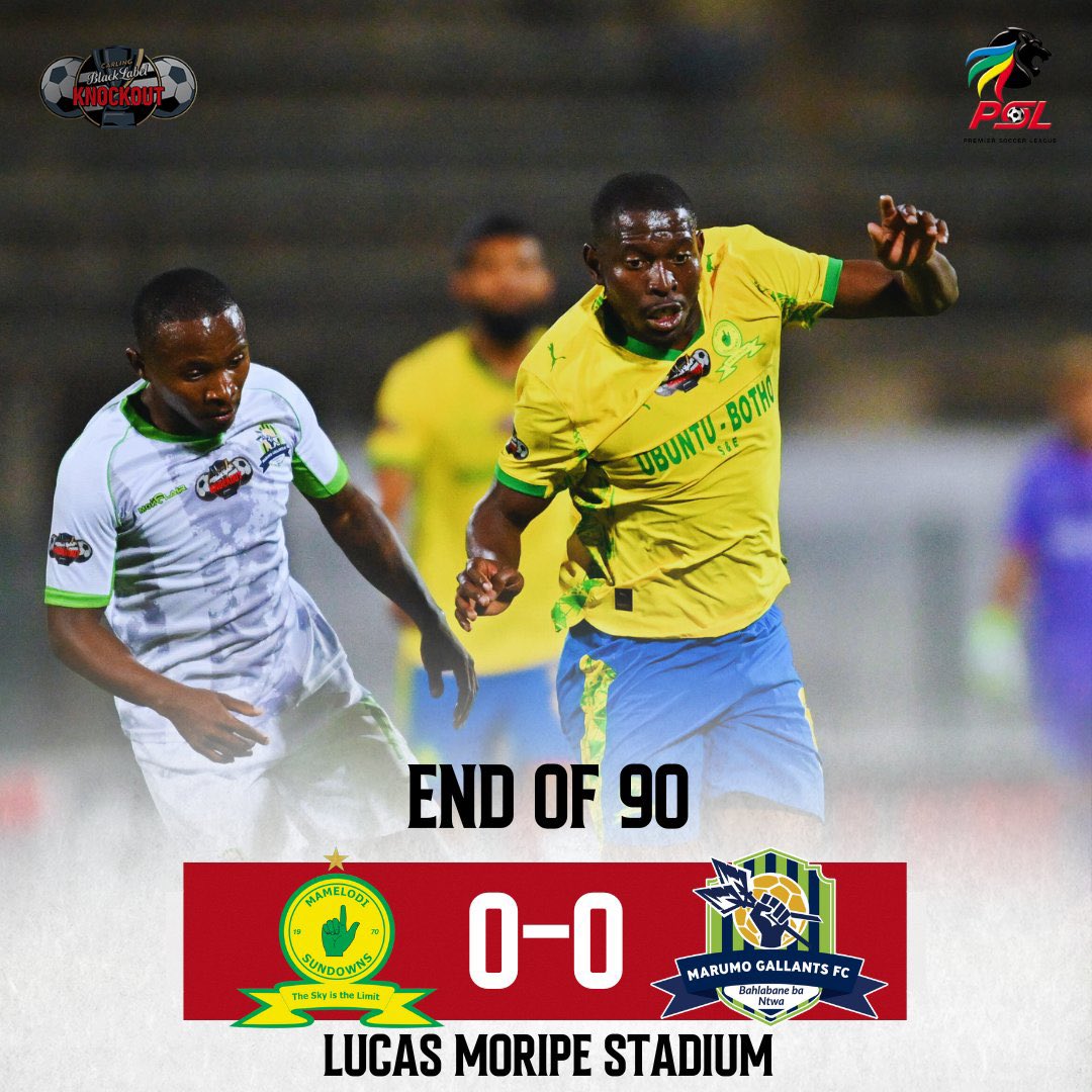 𝑭𝒖𝒍𝒍𝒕𝒊𝒎𝒆

#CarlingKnockout Sundowns and Gallants off to extratime after no goals in 90minutes. 

#LimSportsZone