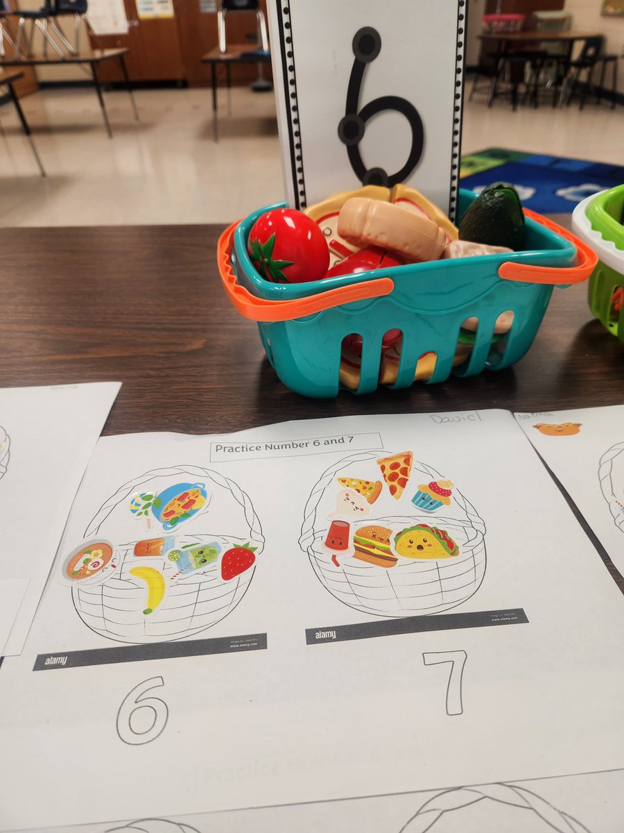 Mrs. Sarraga and Ms. Niehaus’ Kindergartners practiced identifying numbers and counting with a “picnic.” #growingbyleapsandbounds