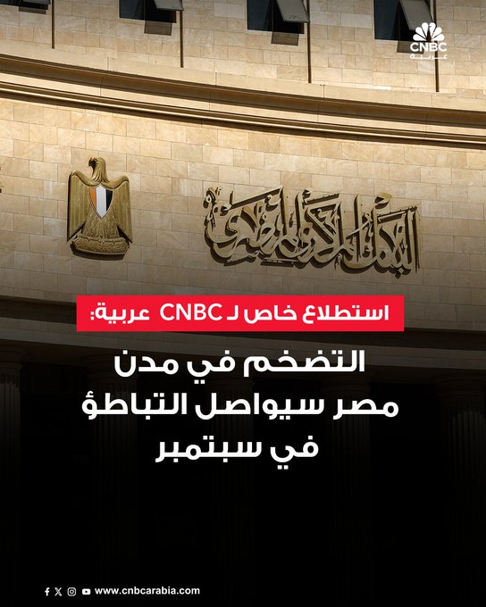 استطلاع خاص ل CNBC عربية: التضخم في مدن مصر سيواصل التباطؤ في سبتمبر. بدعم من تأثير سنة الأساس، التضخم في المدن المصرية سيواصل التراجع في سبتمبر/ أيلول.. هذا ما خلص إليه استطلاع خاص أجرته CNBC عربية. المشاركون في الاستطلاع من المحللين والخبراء في شركات وبنوك استثمار محلية وعالمية، يتفقون على أن التضخم سيشهد مزيداً من التباطؤ للشهر الرابع على التوالي بنسبة لا تتجاوز 2% على أساس سنوي #عاجل 