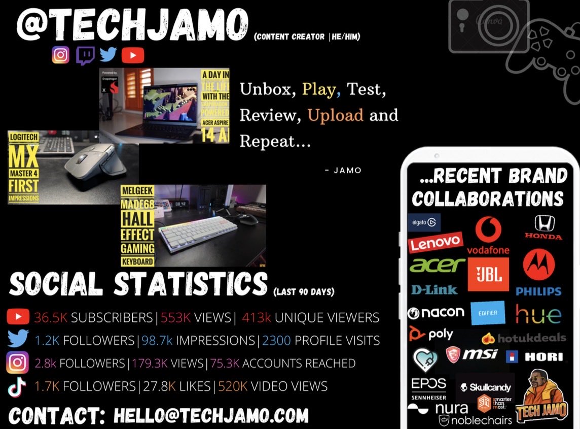 TechJamo's tweet image. Right I&apos;ve been Terrible at keeping the Tech Channel Stats up to date!

If this update is still here by January 1st 2026, please shout at me!

My channel is:
youtube.com/@techjamo btw 🥹