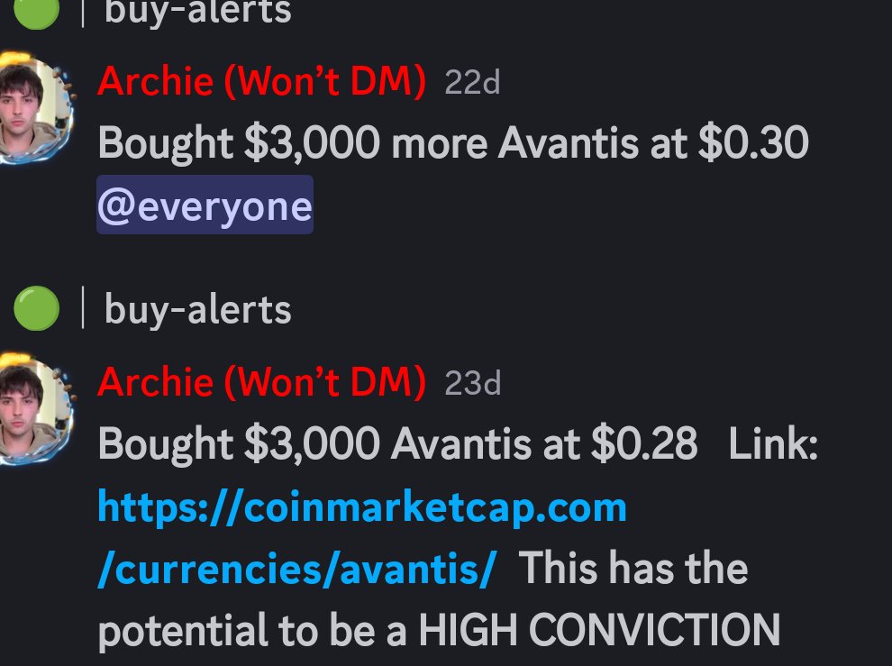 If you are wanting to find a crypto group that has some of the smartest investors in the world...

That has buy AND sell alerts from Crypto Archie himself (look him up if you don't know him) 

Then join the VIP 24/7 Discord using this link 
whop.com/cryptoarchie/?…