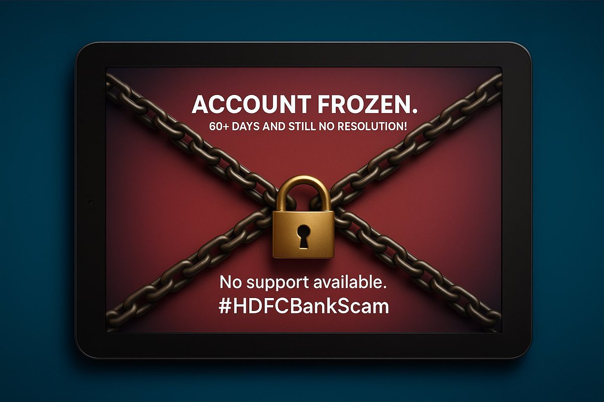 60+ days and still <a href="/HDFC_Bank/">HDFC Bank</a> froze my savings account without reason, no resolution, no explanation, no email replies. 
Frustrating to see your money locked for no mistake of yours.
<a href="/HDFCBank_Cares/">HDFC Bank Cares</a> <a href="/RBI/">ReserveBankOfIndia</a> #HDFCBank #HDFCBankScam