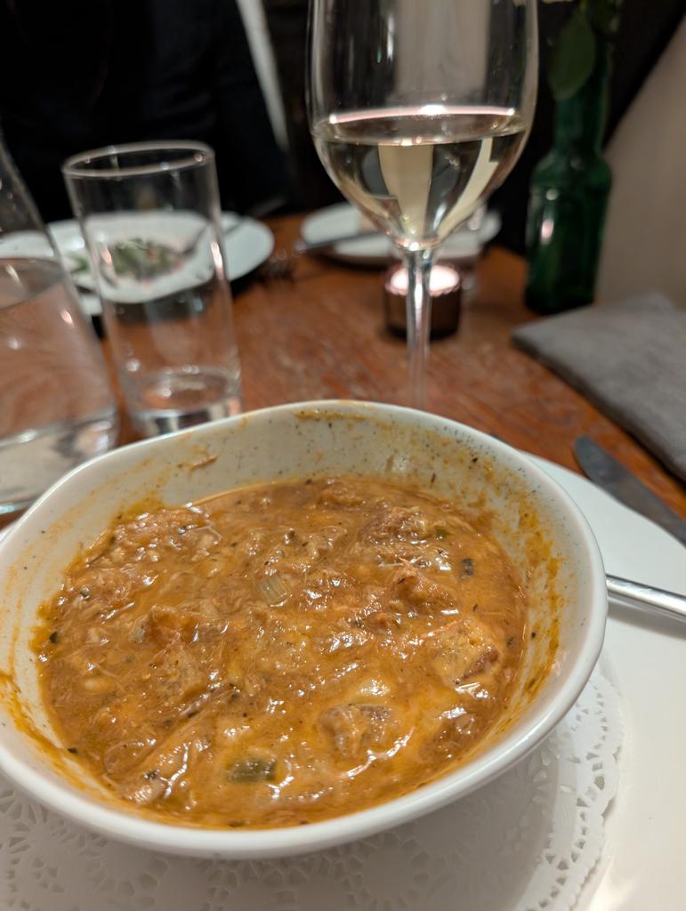 Forgetting the Colchester nightmare with a hearty bowl of fish soup in Secret Garden French restaurant in Sudbury