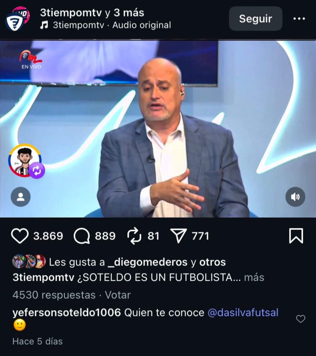 rafalejov's tweet photo. Salen a criticar a Soteldo en un programa de fútbol y lo primero que hace El Brujo Martínez es etiquetarlo y tirar “nadie es profeta en su tierra”.  CARA DE TABLA.

Ahí es donde demuestran que se pasan por el forro el apoyo que ha brindado el fanático venezolano. Nadie es profeta en su tierra? Pero si el único país en el mundo donde se les aguantan las CAGADAS a estos MUERTOS es Venezuela. En Brasil pitaron a Soteldo. Fallan una y otra vez y los seguimos apoyando, pero está claro que NO LO MERECEN.

Por otro lado, Soteldo está más pendiente del Instagram que de jugar, porque va para un año sin meter un mísero gol tanto en clubes como en selección.