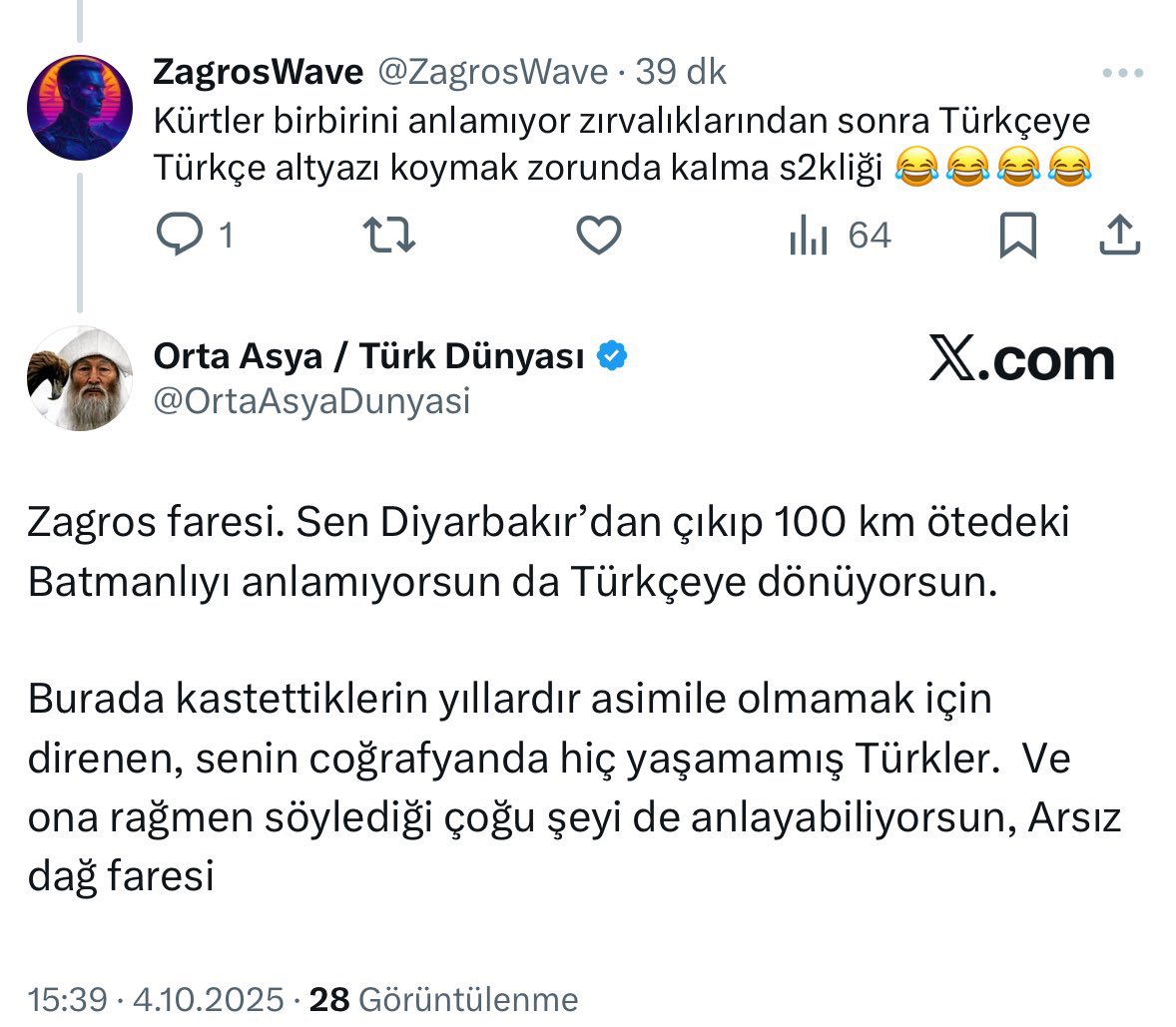 ◾️Türk Dünyası’nın köklü hesaplarından <a href="/OrtaAsyaDunyasi/">Orta Asya / Türk Dünyası</a>’nın bir bölücüye verdiği yanıt, on binlerce beğeni aldı