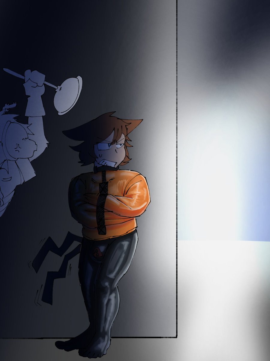 Empty_head34's tweet image. Locktober day 4 

"Escape attempt" feat. @HubertCatboy 

#rubber #rubbersuit #straightjacket #latex #latexsuit #plunge #doodle #doodlefanart #nullbulge #locktober