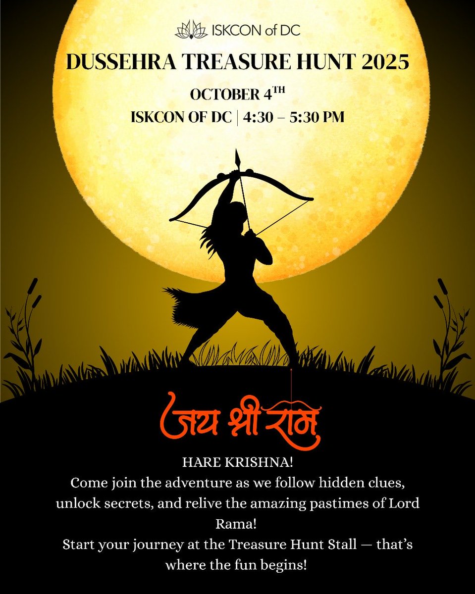 rasita's tweet image. Folks in the #DMV belt join us for #Dussehra celebrations at @ISKCONofDC . Enjoy Treasure hunt, Traditional Dances , Ram Leela  culminating in Ravan Dahan . And , indulge in tasty prasadam served by Govindas!