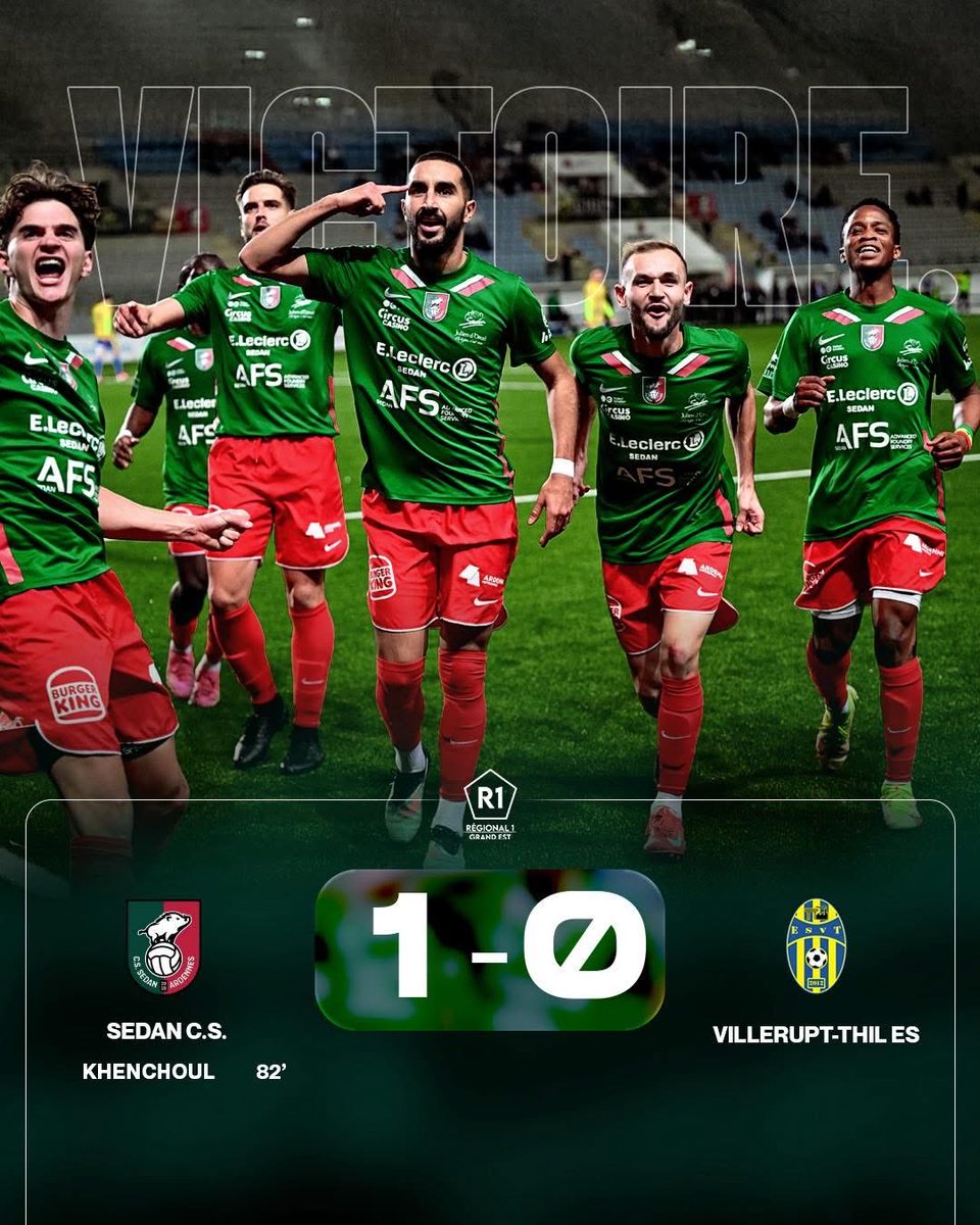 🕙 TERMINÉ ! LE CS SEDAN ARDENNES S’IMPOSE 1-0 à DUGAUGUEZ CONTRE VILLERUPT ! 

Les Sedanais conserve leurs premières place en Régional 1 et enchaînent une cinquièmes victoires consécutives sur le fil en Régional 1 en autant de journées ! 🟢🔴

(CSSA - Association)