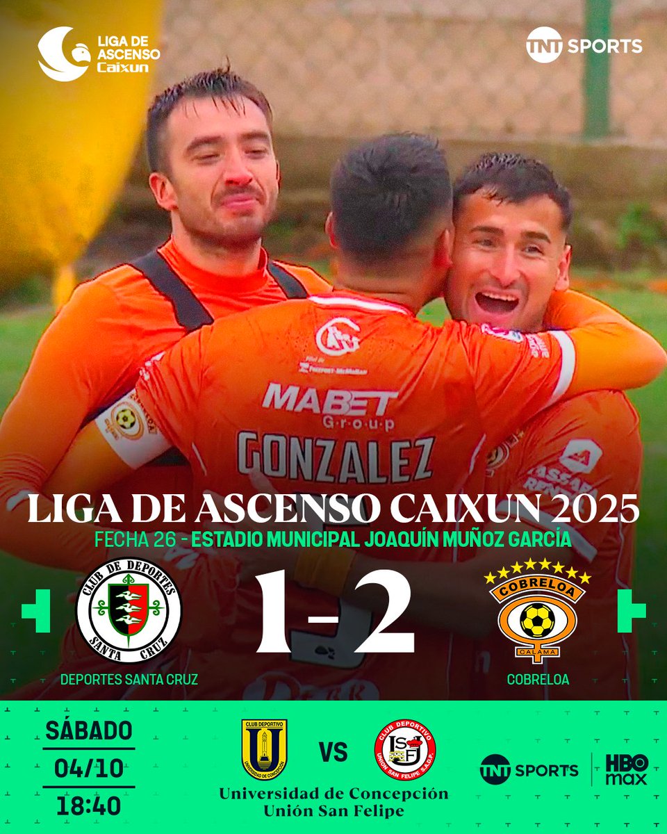 TNTSportsCL's tweet image. 🤯⚽🦊 ¡LOCURA DE FINAL!

En un partido que tuvo absolutamente DE TODO, Cobreloa logró una épica remontada en los descuentos y derrotó a Deportes Santa Cruz, en el #MatchdaySábado de la #LigaDeAscensoCaixun 2025.

La apertura de la cuenta fue de los locales por medio de Kevin…