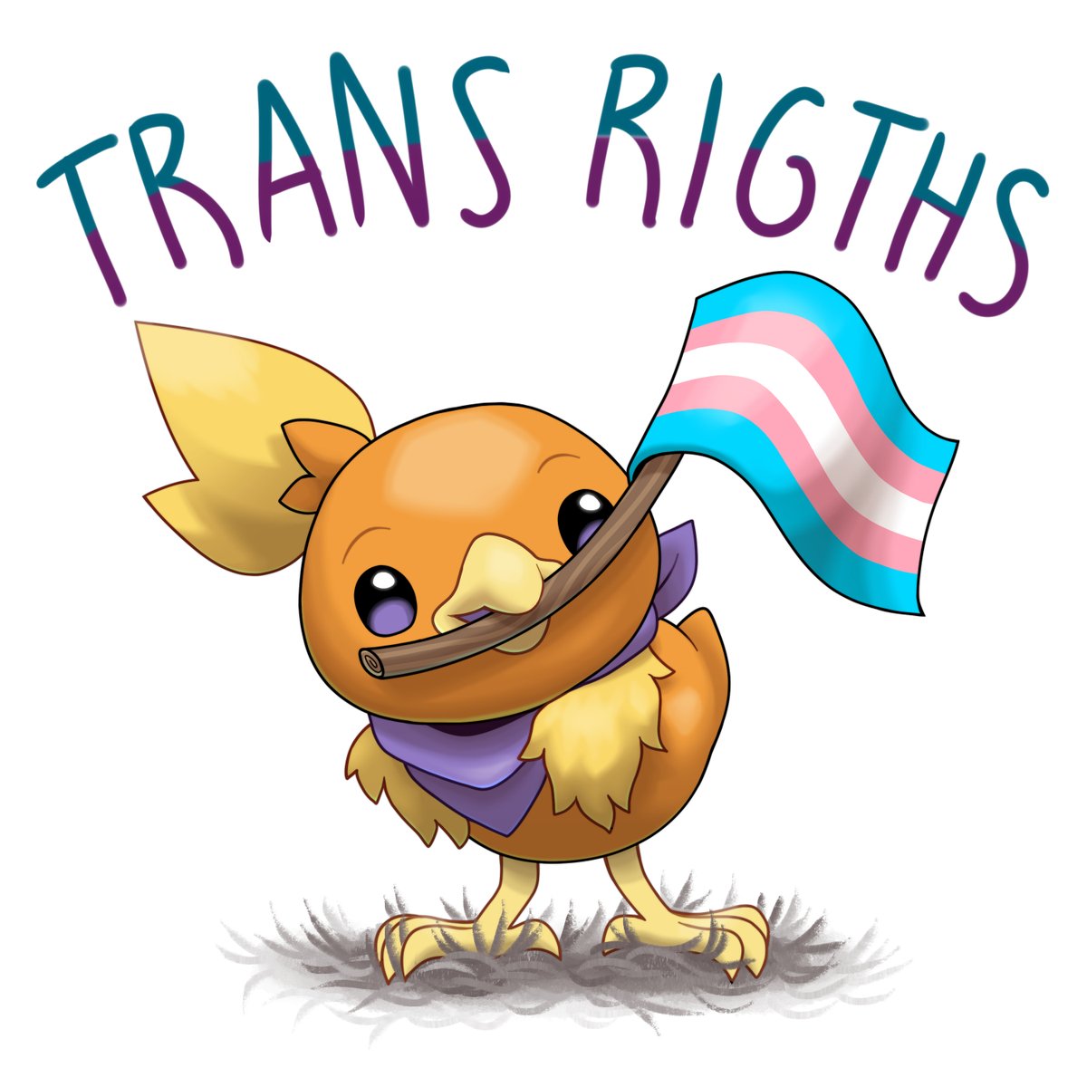 Claragonza3's tweet photo. I am the original creator of this image, which has been used lately mostly by transphobes.  I don't condone you using my art to spread hate or misinformation.

I'm here to explain its origins but yes, Torchic says Trans rights are basic human rights (1/3) https://t.co/DaoHCIoP6I