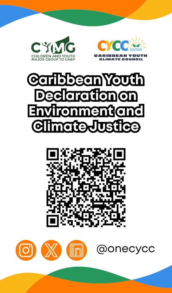 onecycc's tweet photo. Scan the QR Code to read the recently released Caribbean Youth Declaration on Environment and Climate Justice.

This declaration is one of several outcome documents of the 2025 Caribbean Youth Environment and Climate Change Conference

#ForFutureGenerations #CYCC2025 https://t.co/Kv9ZuaVIBY