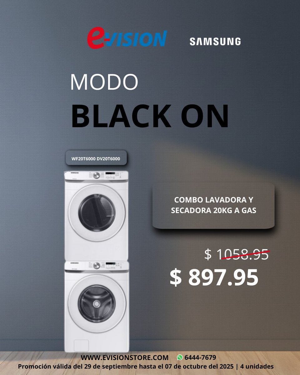 evisionstore's tweet photo. Más capacidad, menos esfuerzo
Con la Samsung Combo de 20KG a gas, lava y seca en un solo equipo con la potencia y eficiencia que tu hogar merece.
Cómprala en https://t.co/QT7WXavmwF, en la app (Android y iOS) o visítanos en nuestras tiendas físicas. https://t.co/r4ReGSRC1I