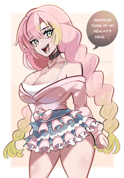 Mitsuri Kanroji from demon slayer slaying her new outfit