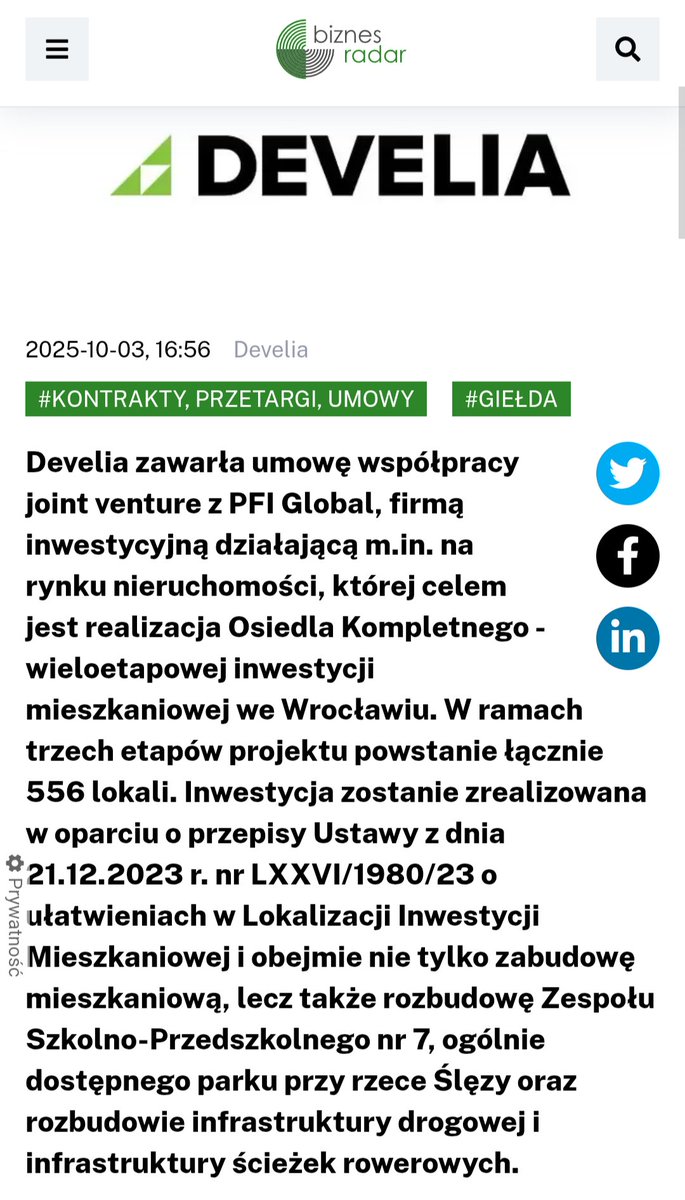 Lukasz_on_GPW's tweet image. #Develia: W ubiegłym tygodniu spółka ogłosiła zawarcie umowy joint venture z 🏢 PFI Global, w ramach której we Wrocławiu powstanie łącznie 556 mieszkań 🏠.

📈 Z technicznego punktu widzenia wykres prezentuje się byczo 🐂 – zarówno średnie, jak i wskaźniki generują sygnały kupna…