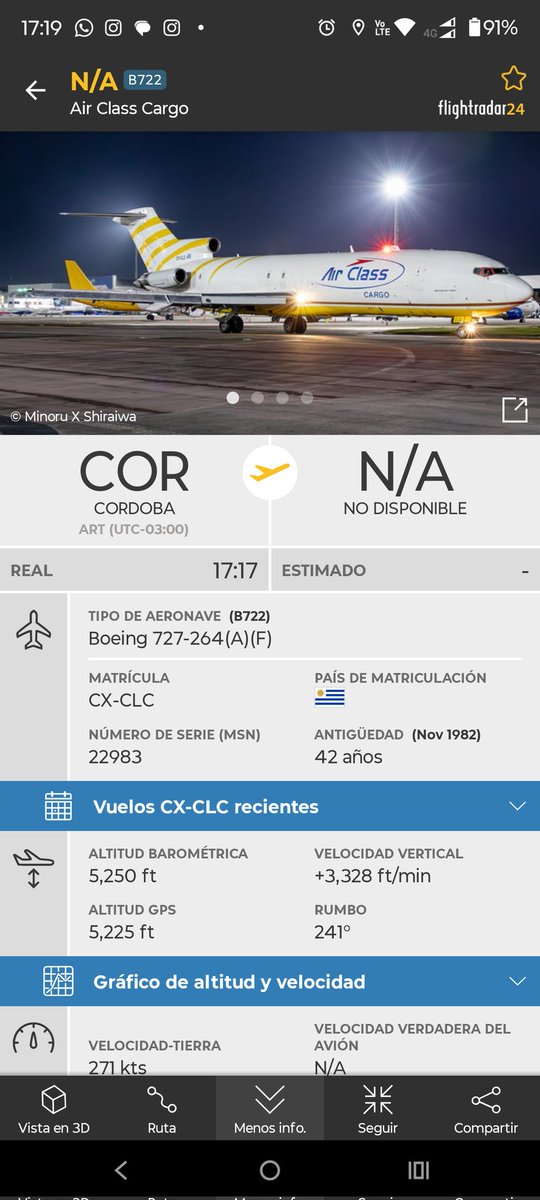 dboldini's tweet image. Hermoso lo que sonó el 727 despegando desde COR!! Un carguero con 42 años encima y que sigue en el aire!! @aviacionline