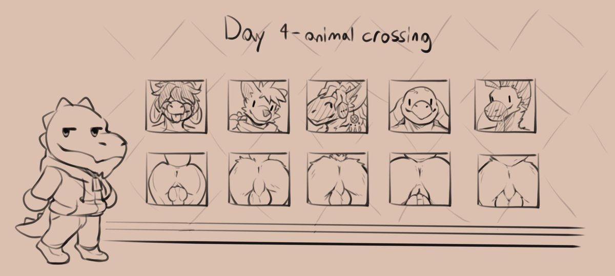 BiskieRisky's tweet photo. the wall of asses
feat. @DEP_BNUY @AcuteEye707 @Zettra_Thorn @Lewdbiwan118  @V_H_F_O_ 

day 4 - animal crossing
#boldtober2025 https://t.co/yhP4vkih5m