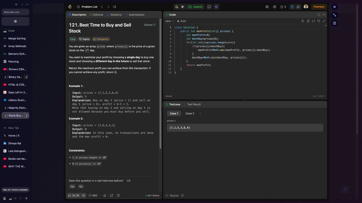 siddharth_code's tweet image. Progress Update: YouTube Clone + LeetCode
- Finished building my YouTube Clone
- Solved Best Time to Buy & Sell Stock on LeetCode
- Started learning Binary Search & solved 704. Binary Search (return target index)
#100DaysOfCode #LeetCode #WebDev #buildinpublic