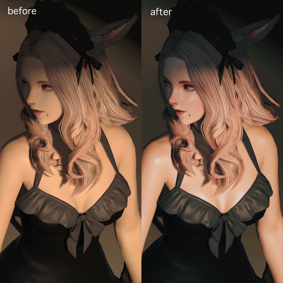 AliceSuzuhara's tweet image. 火曜日おはミコで使ったSSのビフォアフタ〜。
加工アプリはいつも3つ使ってます。
少し試行錯誤したので加工時間は1時間半くらいでした☕️
🏷️ #beyond_ff14
#ミコッテ #miqote #FF14
© SQUARE ENIX