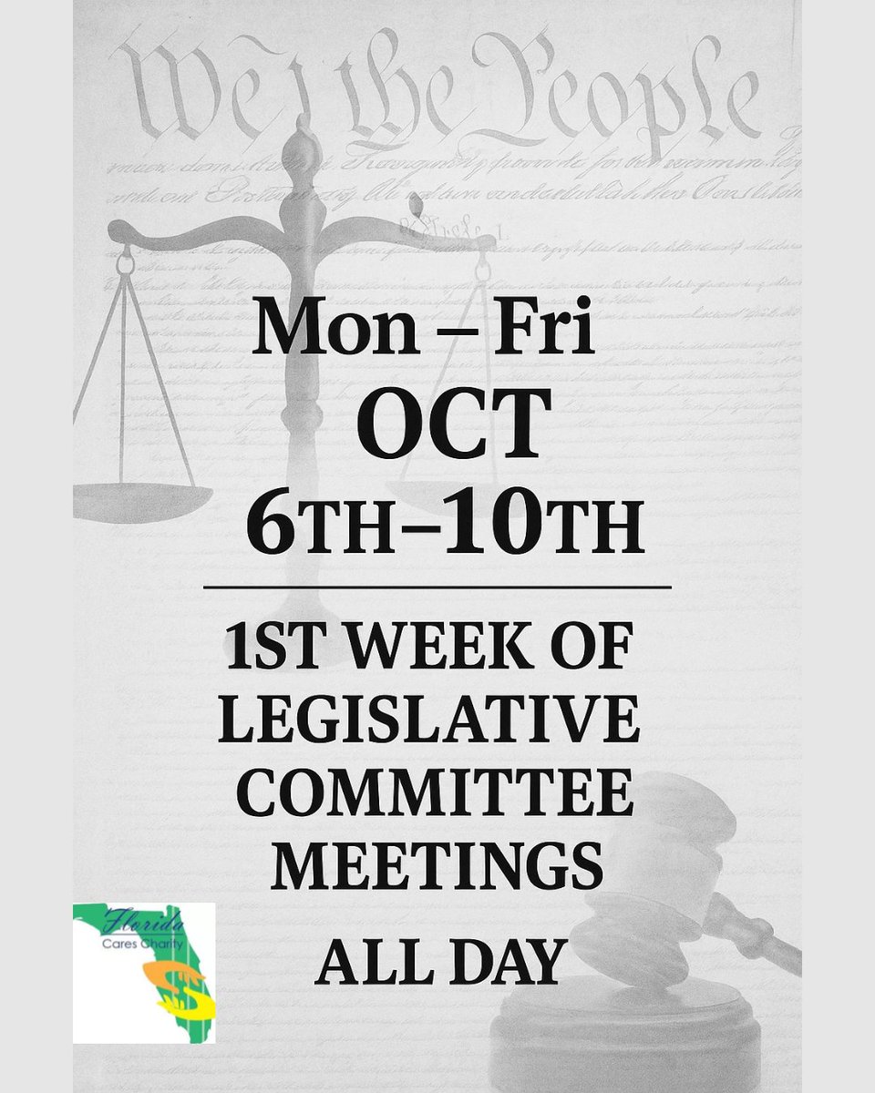 florida_cares's tweet image. 🗓️ The first week of Legislative Committee Meetings is here — Oct 6–10, all day.This is when key policy discussions begin. Stay engaged, stay informed, and let your voice matter. 💪#LegislativeSession #FloridaPolitics #CommitteeWeek #PolicyMatters #CivicEngagement #floridacares