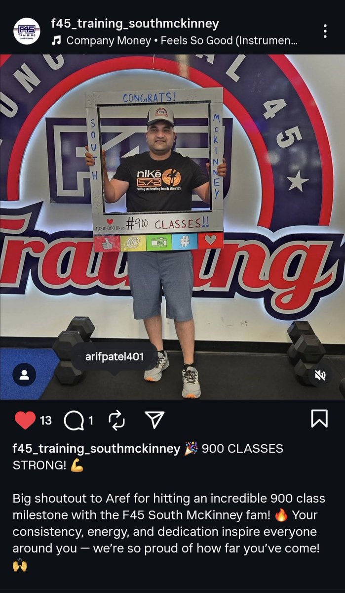 Adv_Arif_Patel's tweet image. 900 classes completed at F45 Training South McKinney!
 Consistency, discipline &amp;amp; pushing limits every single day.
#F45Training #900Classes #F45McKinney #DisciplineOverMotivation #ConsistencyIsKey #FitnessJourney  #StrongerEveryDay #NoExcuses #GymLife #F45Family #NeverGiveUp