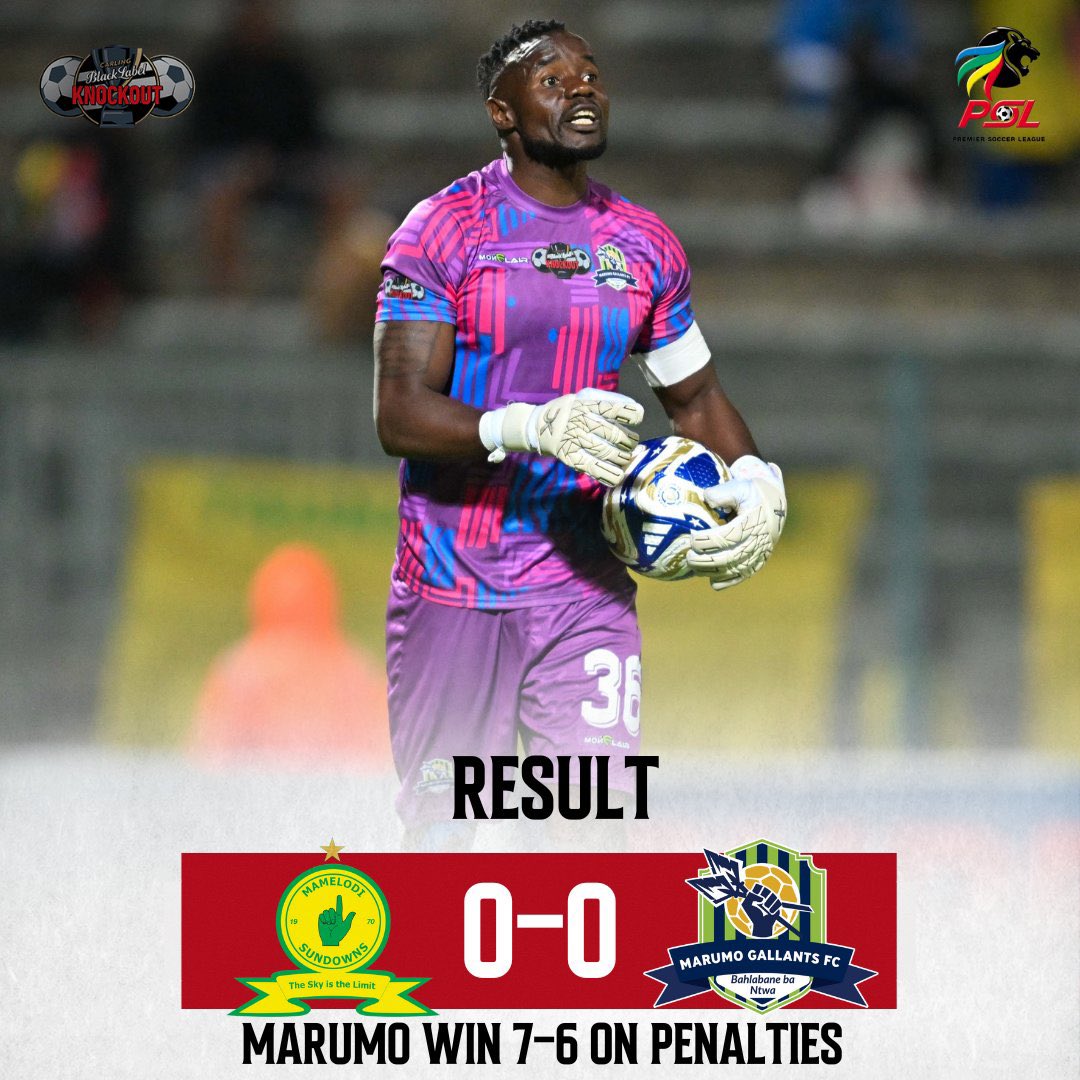 𝑷𝒆𝒏𝒂𝒍𝒕𝒊𝒆𝒔

Sundowns ❌❌✅✅✅✅✅✅❌
Gallants ❌✅✅✅❌✅✅✅✅

Marumo Gallants goes through to the quarterfinals 

#LimSportsZone