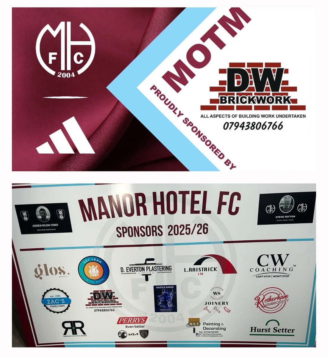 Tomorrow the boys are back in cup action against Stag United. Hoping to brush our frustrating loss last week off and advance into the next round of the Brian Beeley cup!

📍Hollings lane Sports field S65 10:30AM KO

This weeks match sponsor is DW BRICKWORK

<a href="/Rdslfootball/">Rotherham And District Sunday League</a> 

#UTM