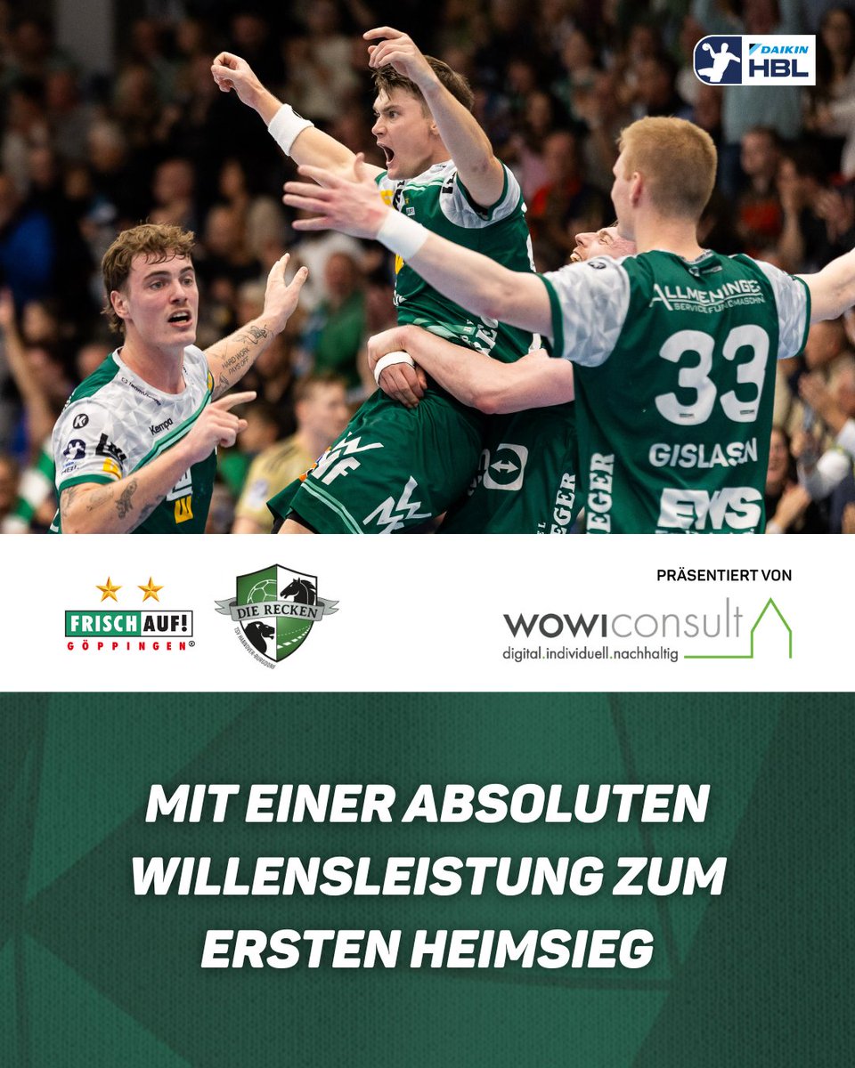 FRISCHAUFGP's tweet photo. Was für ein Abend in der EWS Arena! 🙌 Nach einer packenden Partie setzen wir uns mit 30:26 gegen Hannover durch – getragen von einer starken Abwehr und einem überragenden Kristian Saeveras im Tor 💪🏼

Zum Bericht 👉🏼 https://t.co/y3QeUHZq61 📰

Präsentiert von wowiconsult. https://t.co/TymLfCopJt