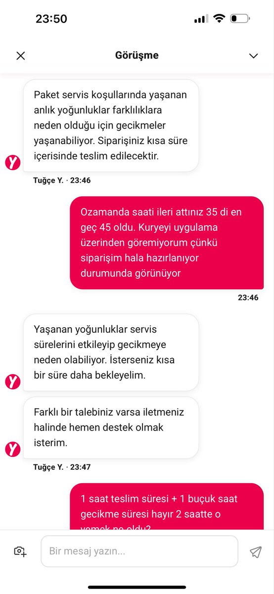 AgarPinar's tweet photo. @yemeksepeti 3 saattir sipariş bekliyorum Kurye yolda diyorsunuz. Sipariş restorana yeni düşmüş restoran siparişi yeni hazırlıyorum diyor. Müşteriyi doğru bilgilendirmeme desen var, gecikme desen var. Yani bu 10. falan her ay aynı şey İstanbul’da yemek sepeti pişmanlıktır. @yemeksepeti https://t.co/HYYYQP2i9q