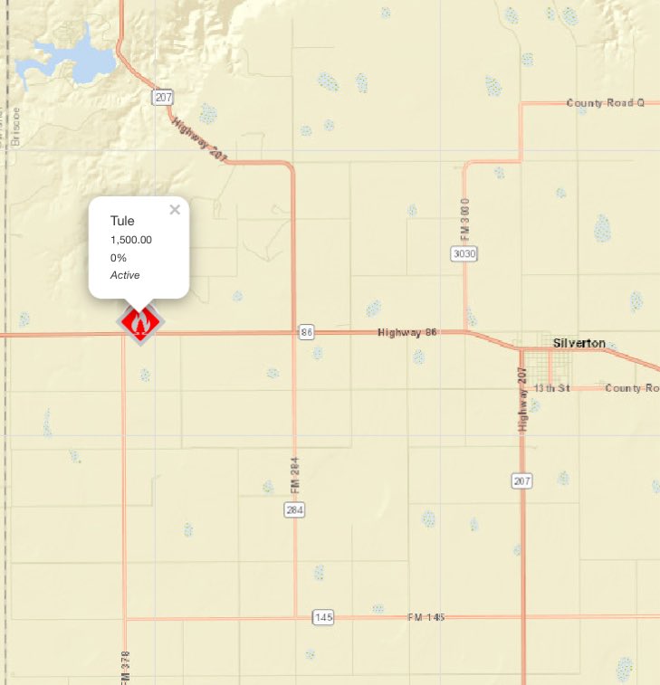 AllHazardsTFS's tweet photo. Alert: Texas A&M Forest Service is responding to a request for assistance in Briscoe County on the #TuleFire. The fire is an estimated 1,500 acres and 0% contained. Ground crews and aviation are responding. #txfire https://t.co/DWxErI12Bc