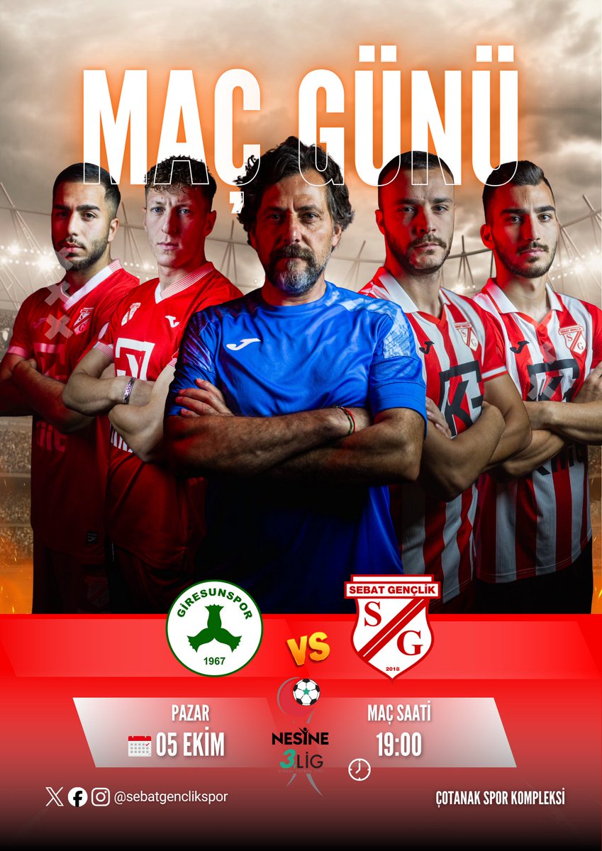 🔥 Bugün Sahadayız! 🔴⚪️
🆚 Giresunspor
⏰ 19.00
🏟 Çotanak Spor Kompleksi
📲 #SebatGençlikSpor #MaçGünü #GSvSGS