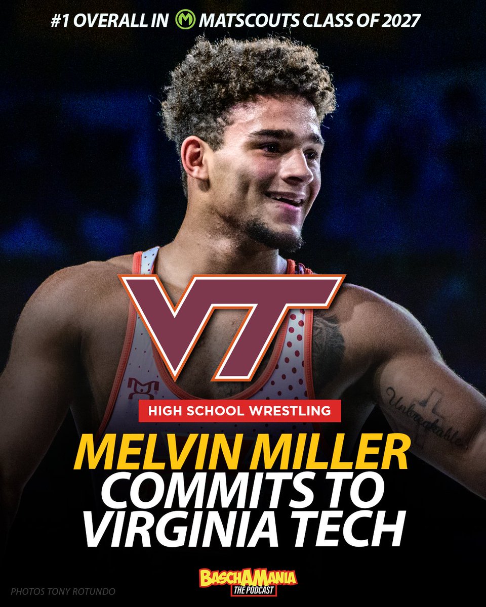 JustinJBasch's tweet image. BREAKING: The #1 Overall Recruit in the Class of 2027, Melvin Miller, commits to Virginia Tech! #HokieNation