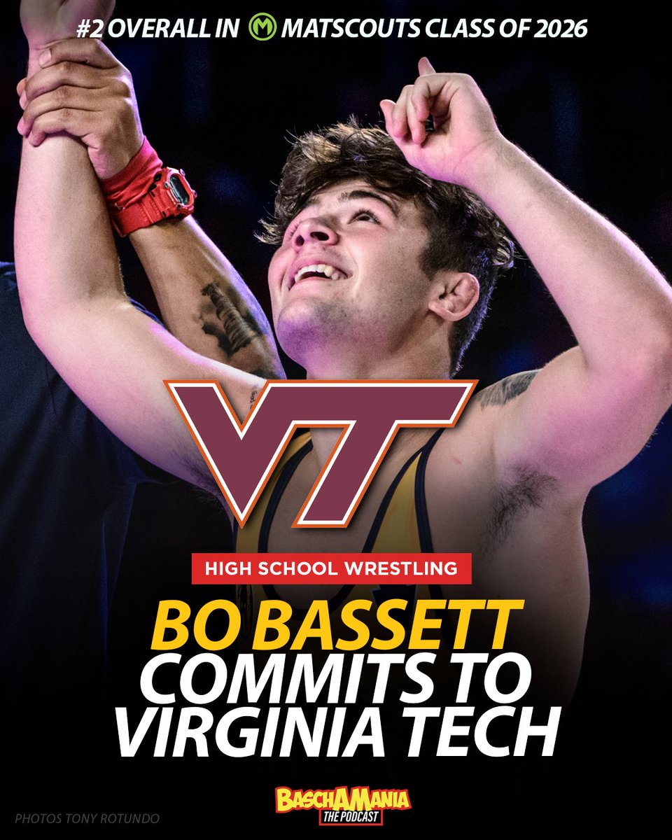 baschamania's tweet photo. Two MONSTER gets for @HokiesWrestling!

The #1 Overall in the Class of 2027, Melvin Miller, and the #2 Overall in the Class of 2026, Bo Bassett. https://t.co/PUxuLJDNWY