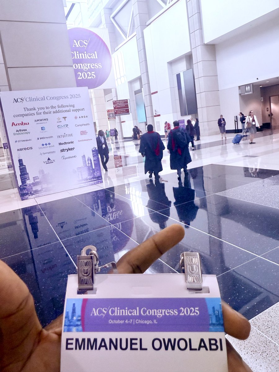 Stepping into Chicago for the ACS Clinical Congress 2025 🇺🇸

Grateful to be here as a medical student from Babcock University, learning alongside surgeons, innovators, and future leaders shaping the next era of surgical care.

From research insights to residency preparation and
