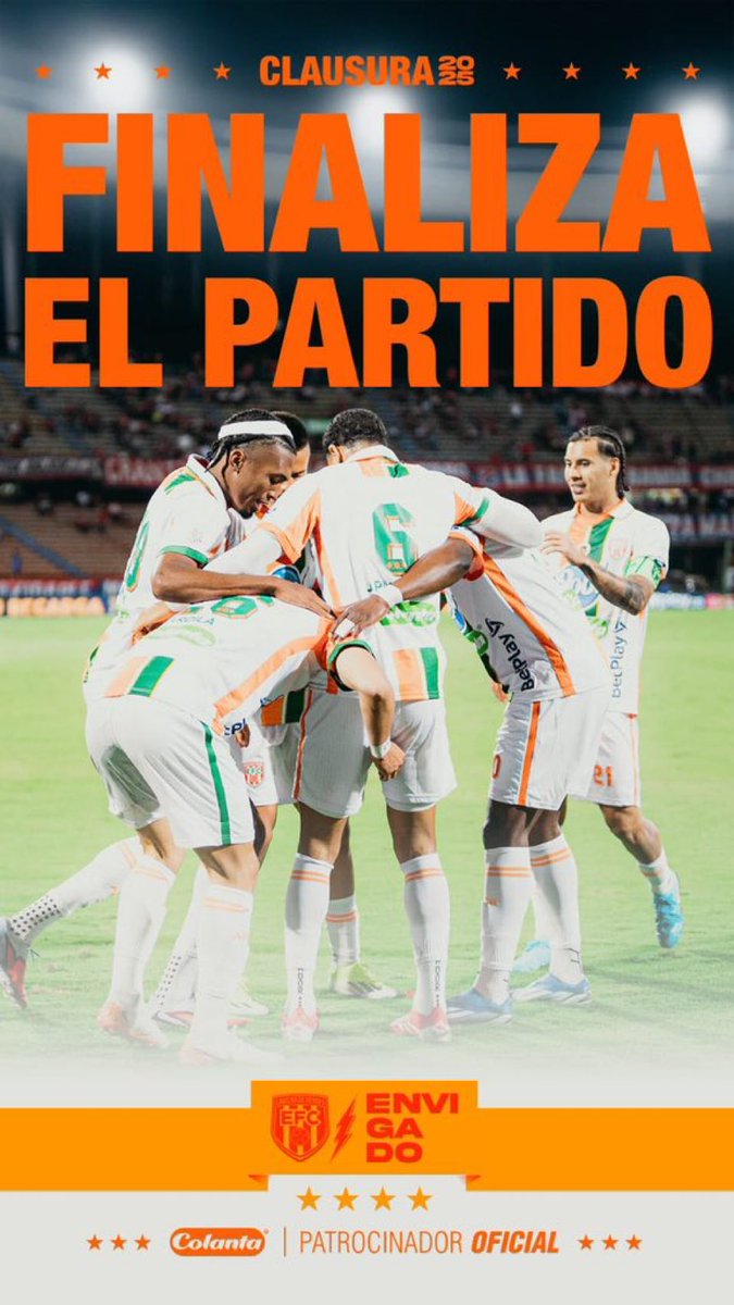 🚨🇨🇴 Envigado matemáticamente descendido a segunda división. 

Desde 2008 jugó en Primera.
