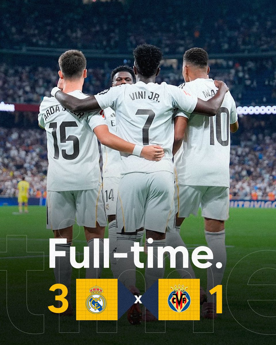 JorgeRaulPaz's tweet image. ⏱ 𝐑𝐄𝐒𝐔𝐌𝐄𝐍 𝐃𝐄𝐋 𝐏𝐀𝐑𝐓𝐈𝐃𝐎 ✅

Real Madrid 🆚 Villareal | 3-1 | ⚽️⚽️Vini Jr ⚽️Kylian Mbappe ⚽️Georges Mikautadze

#RMAVIL | #LaLiga