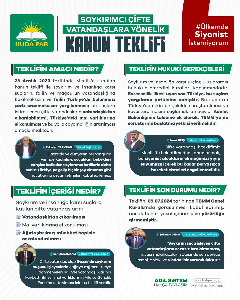 Soykırımcı çifte vatandaşlar yargılansın.

#ÜlkemdeSiyonistİstemiyorum