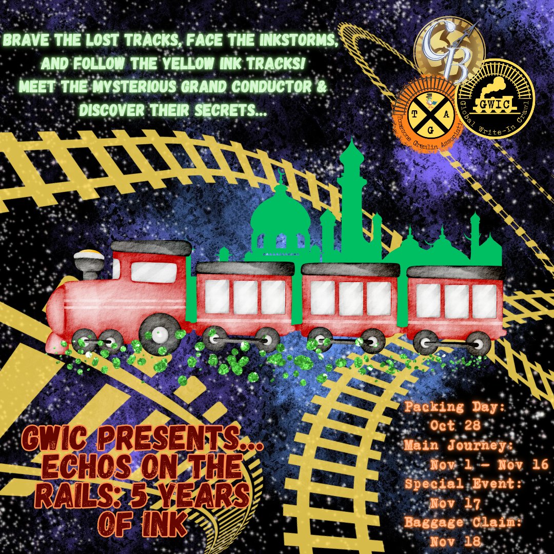 TeamGWIC's tweet image. Follow the Yellow Ink Tracks for wonders that are sure to delight and amaze this NovelEmber!