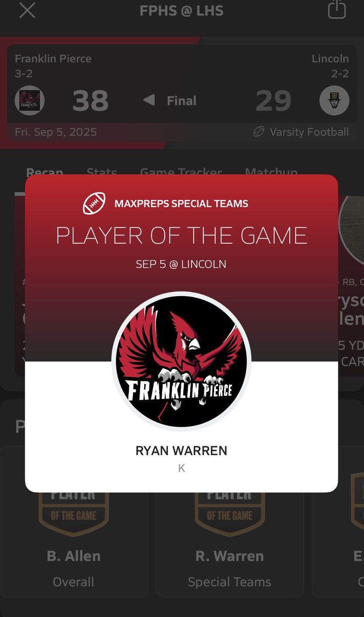 RyanWarren2027's tweet photo. With half of my junior regular season games completed Im been awarded special teams player of the game 4 times. #Junior #Football #kickerpunter https://t.co/zUoP7ffX0z