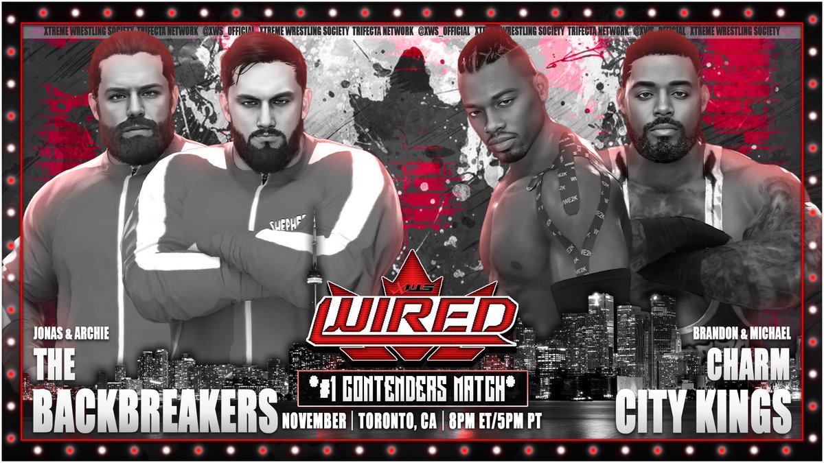 NOVEMBER 2025 l TORONTO, CA
#XWSWIRED EPISODE 15
<a href="/YouTube/">YouTube</a> , 8pm ET/7PMCT
——————————————————
♦️2 teams that came up short at BLACK OUT in the 4-Way Tag Team Title ladder match look for another shot at the gold when <a href="/BackBreakers2K/">The Back Breakers</a> &amp; <a href="/CharmCity95/">Brandon Ace</a>/<a href="/BigDawgBigNutz_/">Michael Carter</a> collide in a #1