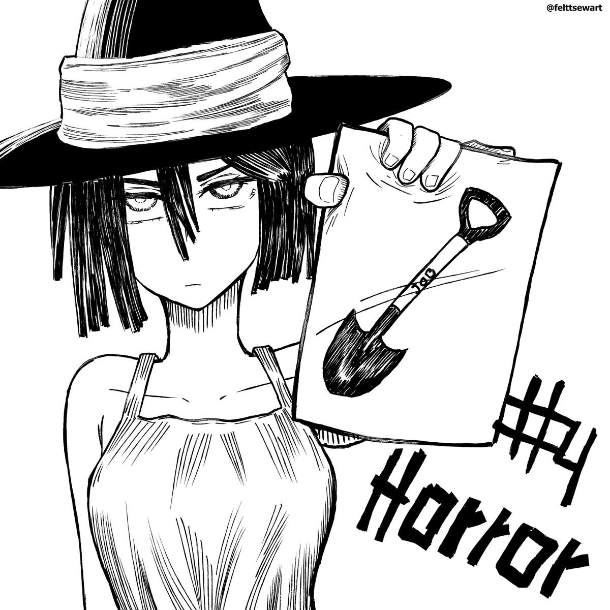 felttsew's tweet photo. #4 Horror
 #drawtober #drawtober2025 #horror #petaltober2025 https://t.co/h6i9k3kEMU