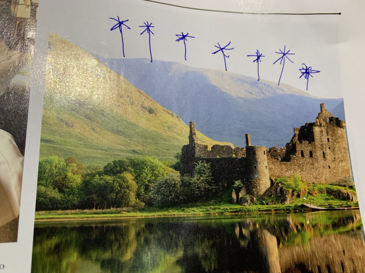 Escocia. Os debuxos púxenos eu para que vexades como sería á paisaxe se estivese en Galicia!!!