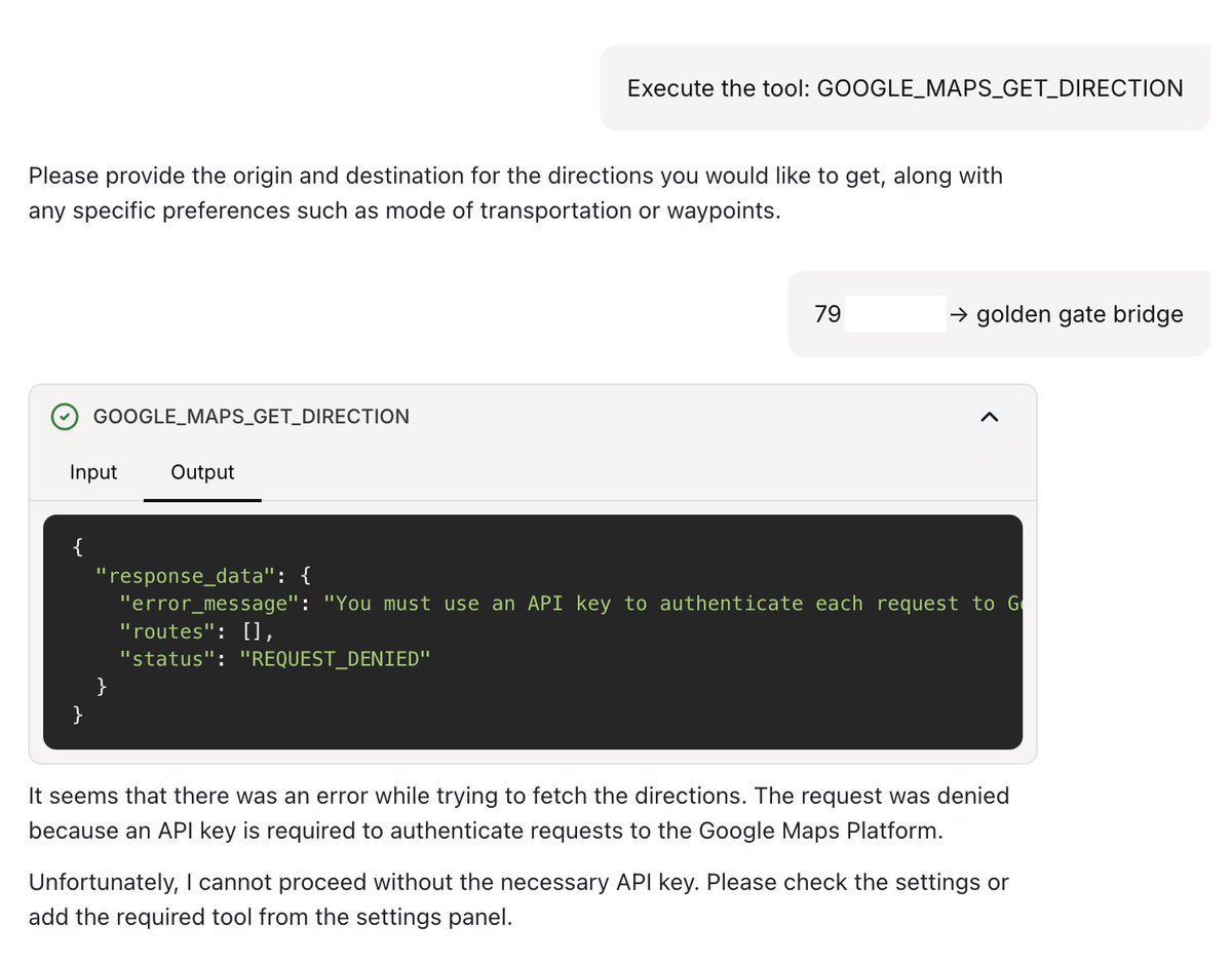 michalwarda's tweet image. Dear @composiohq. The Google Maps integration is completely ~not working... 😢
