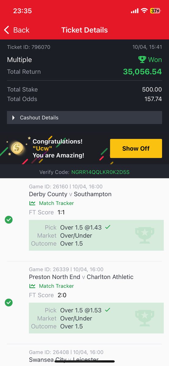 Designe84681044's tweet photo. @Ada_Daddyya Thanks @Ada_Daddyya I won from the game.. Onto the next 🌚❤️🏆 https://t.co/5Gu9Le9hXM